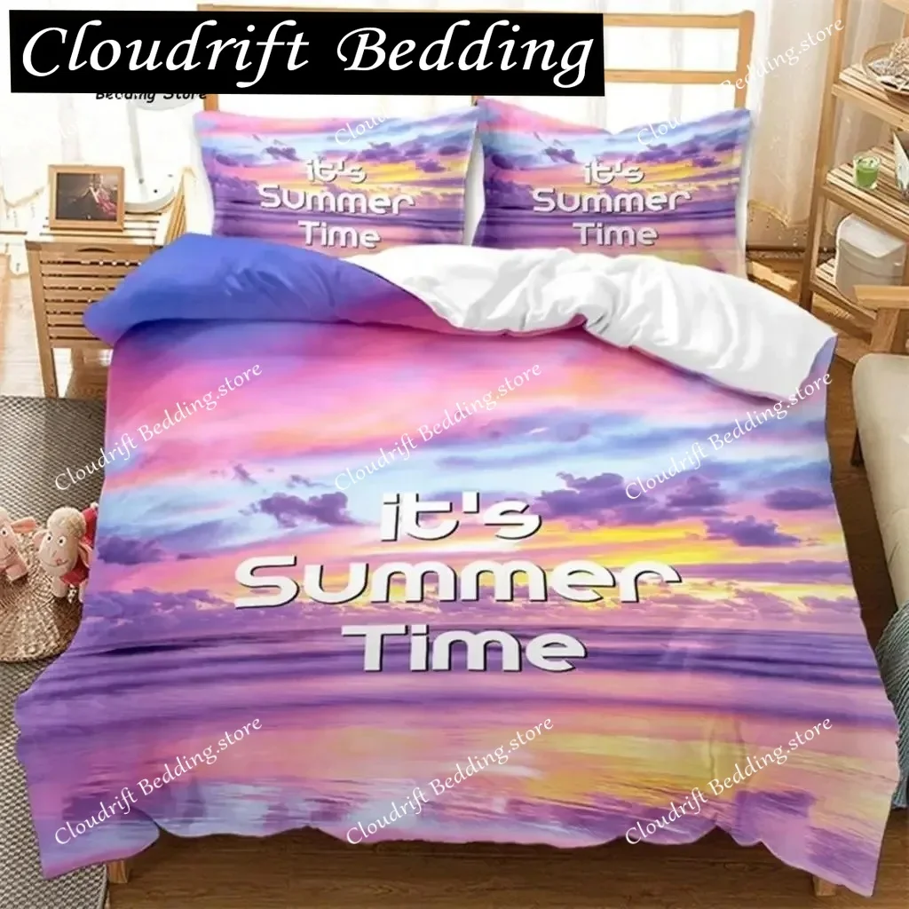 Hawaiian Summer Beach Duvet Cover Exotic Tropical Seascape Bedding Set Microfiber Palm Trees Comforter Cover For Kids Adult Room