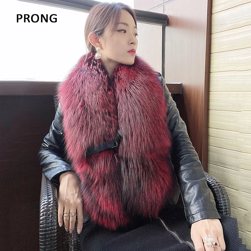 Luxury Fur Scarf Shawls For Women Winter Real Fox Fur Collar Large Size Belt Buckle Neck Warmer Fur Scarves Femal Shawl Wraps