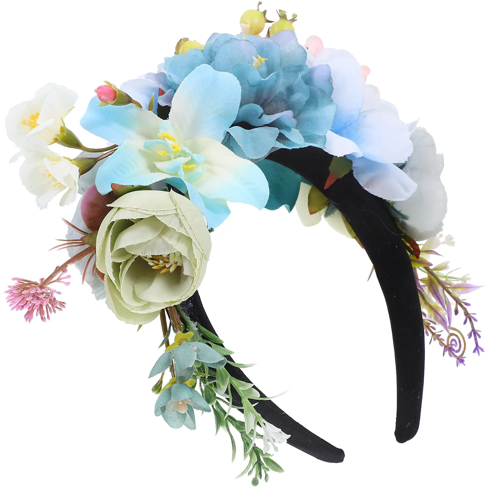 Flower Headband for Women Adults Fabric Hair Band Wedding Birthday Prom Valentine Party Photo Prop Fun Floral Headdress
