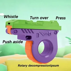 Mini M1911 Stress Relief Toy Gun Creative Push Whistle Fingertip Carrot Gun Model Fidget Decompression Sensory Toy for Kid Adult