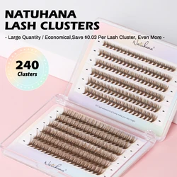 NATUHANA DIY Lashes Extension kit Eyelashes 240 Pcs Clusters Lash Bond and Lash Tweezers Makeup tools