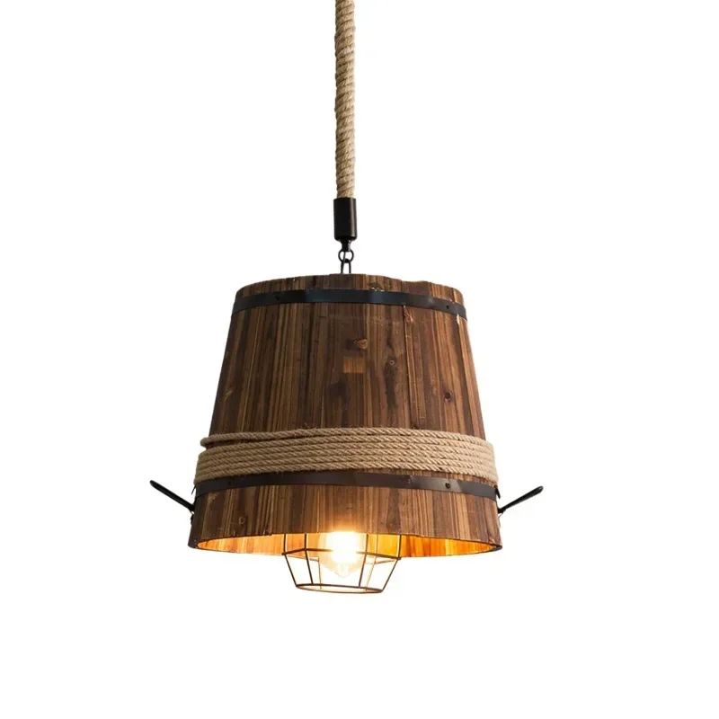 Vintage Industrial Wind Pendant Lights Originality Loft Living Room Dining Room Ceiling  Lighting Fixtures Wood Chandeliers