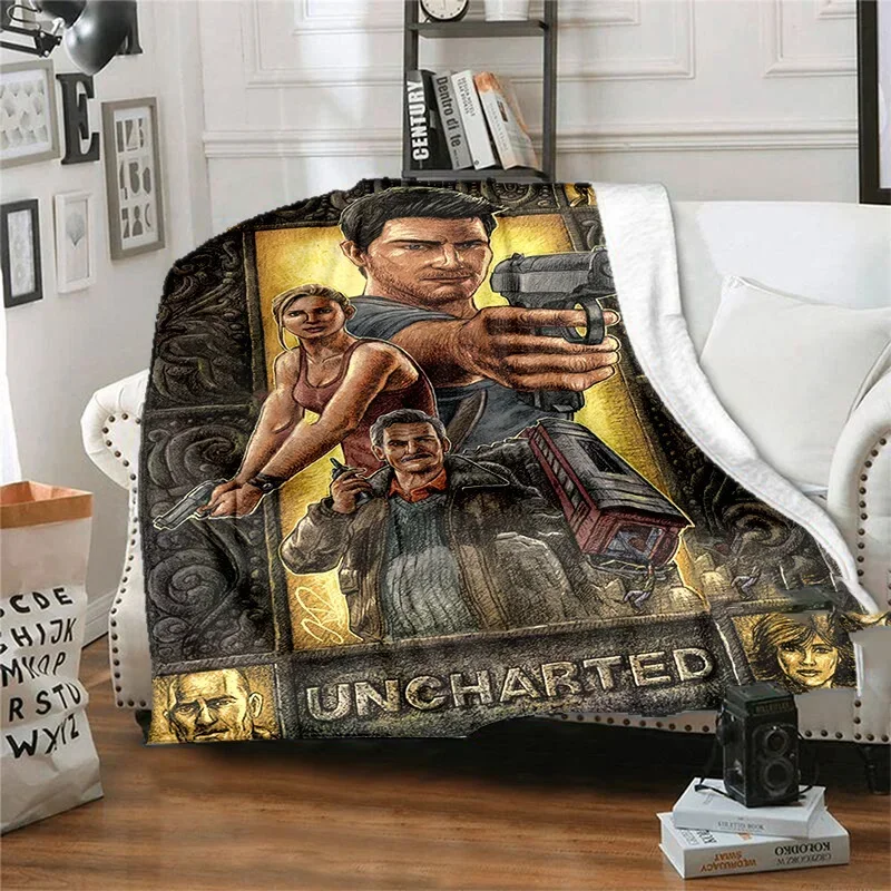 Newest Uncharted Print Blanket Tom Holland Moive Personalized Flannel Blanket Throw Blanket Warm Plush Blankets Sofa Bedspread