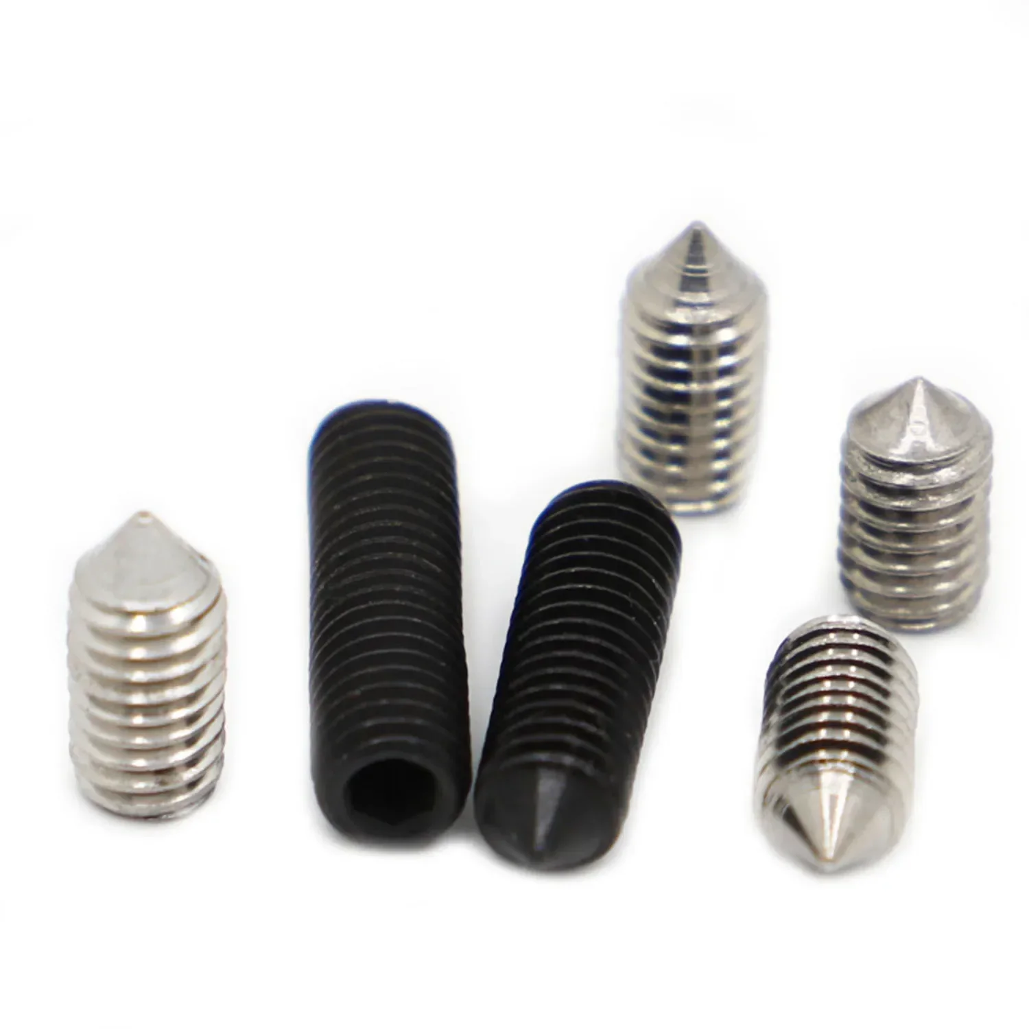 M2 M2.5 M3 M4 M5 M6 M8 Black 12.9 Steel 304 Stainless Steel Hex Hexagon socket All cup Point Grub Screw Set Bolts DIN914