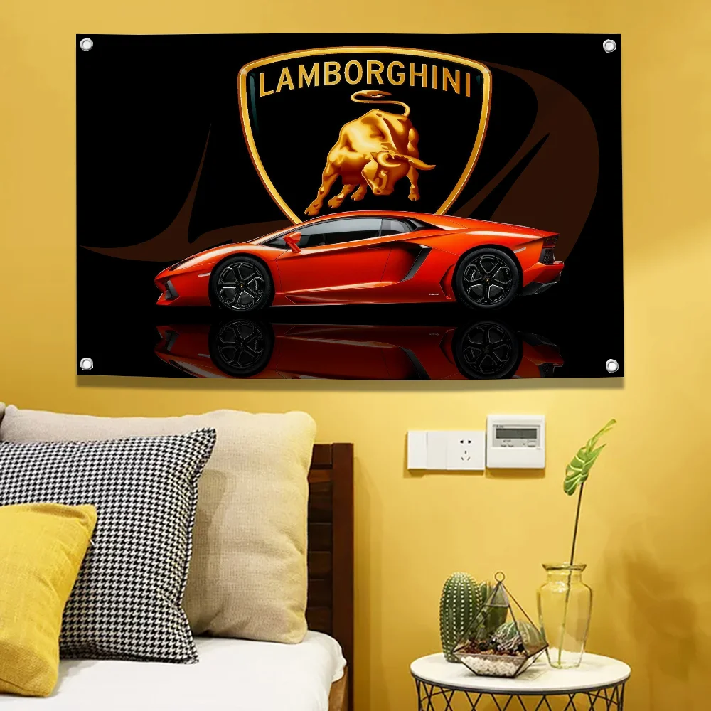 Lamborghini Amazigh Small Flags for Bedrooms Garage Decoration Anime Flag Pole Tapestry Custom Flags of the World Colombia Stand