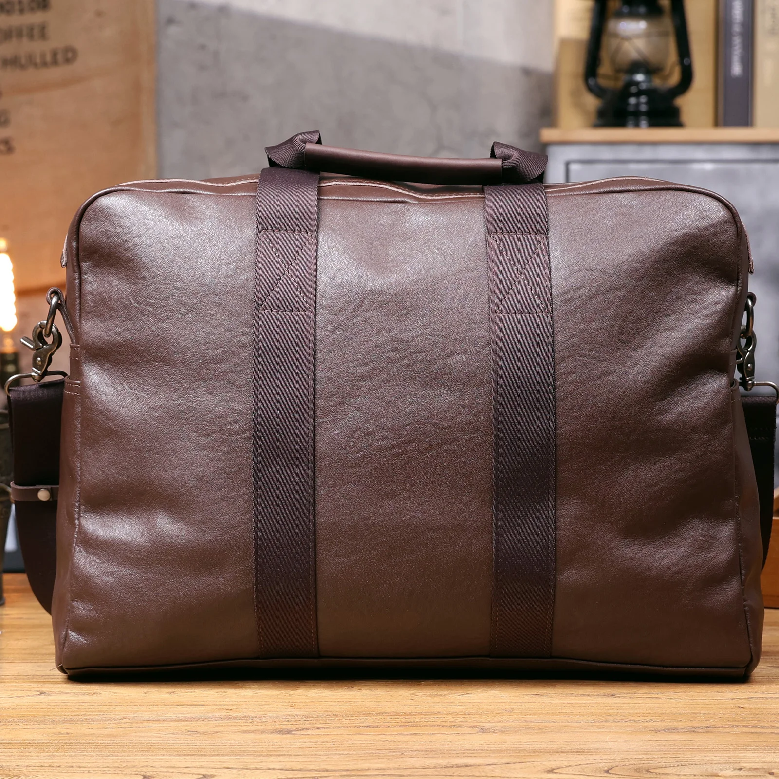 S.WORKER Vintage Echtleder Weekender Reisetasche Herren Top-Grain Rindsleder Handtasche Modische Sporttasche Handgepäck – Detail 20