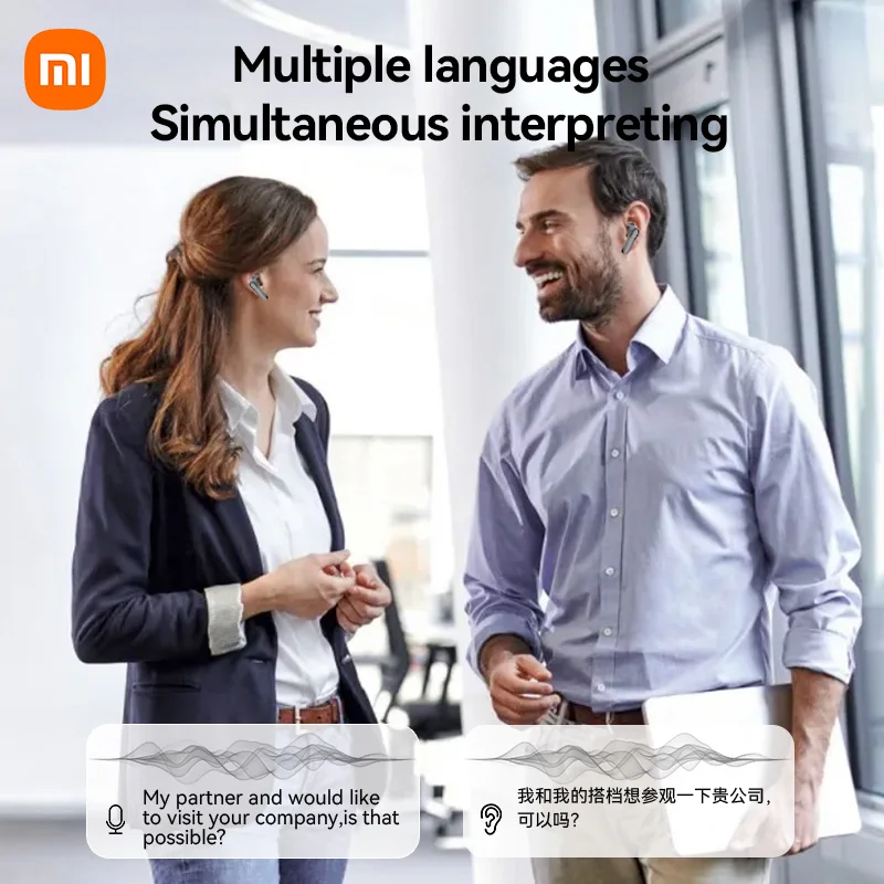 XIAOMI A98 سماعة لاسلكية تعمل بالبلوتوث سماعة الذكية AI ترجمة بلوتوث 5.4 سماعات الأعمال السياحة الترجمة للسفر