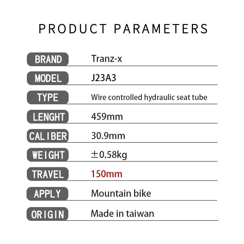 Tranz-x Dropper Seatpost Internal Cable Routing 30.9mm Hydraulic Lifting 150mm Travel Mountain Biycle Seat Post Tube Part ﻿