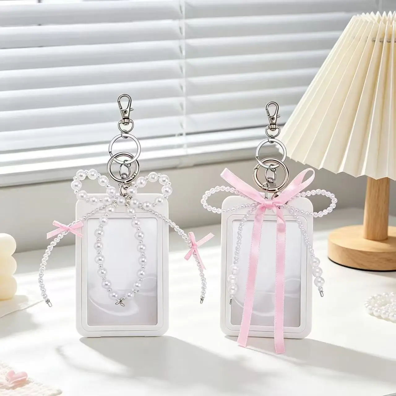 Pearl Kpop Photocard Holder Card Holder Protective Photo Card Sleeve Case for Idol Photo Cards Backpack Pendant Daily Storage