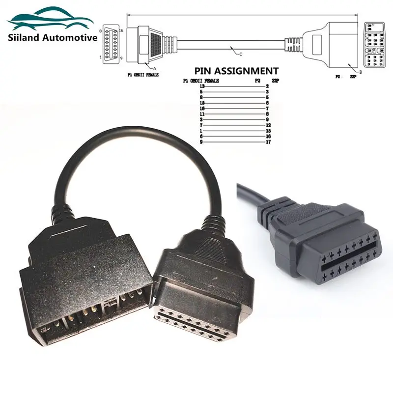 

Новый для Toyota 22-контактный разъем OBDII 16-контактный разъем-адаптерный кабель для Toyota 22-контактный разъем «мама» к OBD2 16-контактный соединительный кабель