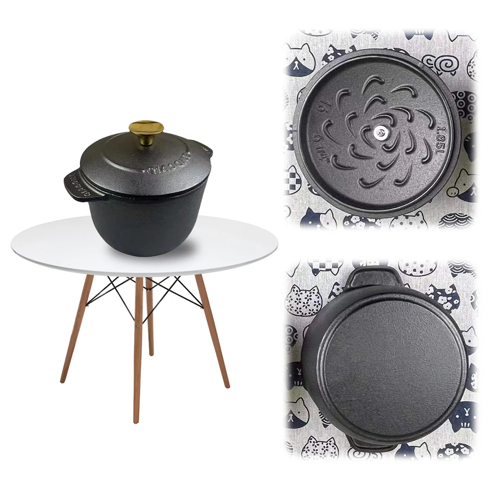 Cast Iron Rice Cooker Deepened Rice Pot Induction Compatible Thickened Rice Stewpot Multi-Function Cooking Utensils