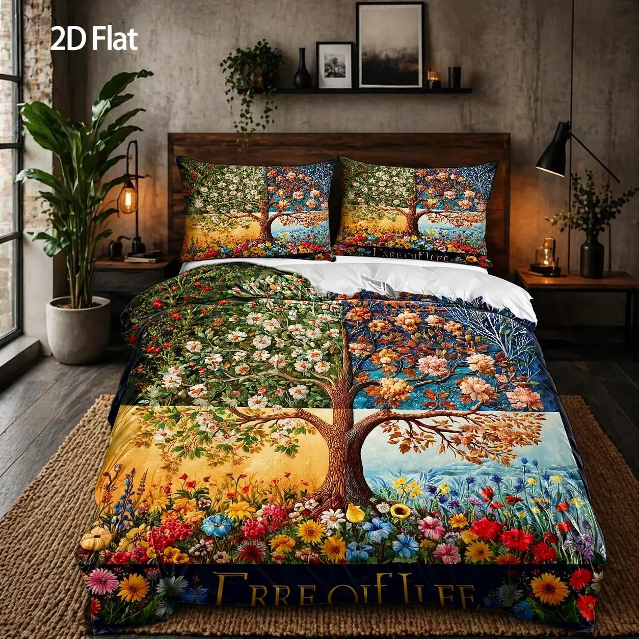3-Piece Quilt Cover Set, 1 Quilt Cover + 2 Pillowcases (Without Filling) 2D Flat Printing, Floral Theme for All Seasons, Abstract Painting Style, Spring and Autumn, Machine Washable, Invisible Zipper, Three-Piece Quilt Cover Set, Bedding Set, Large Quilt Cover Set, Suitable for Home, Dormitory, Master Bedroom, Guest Room