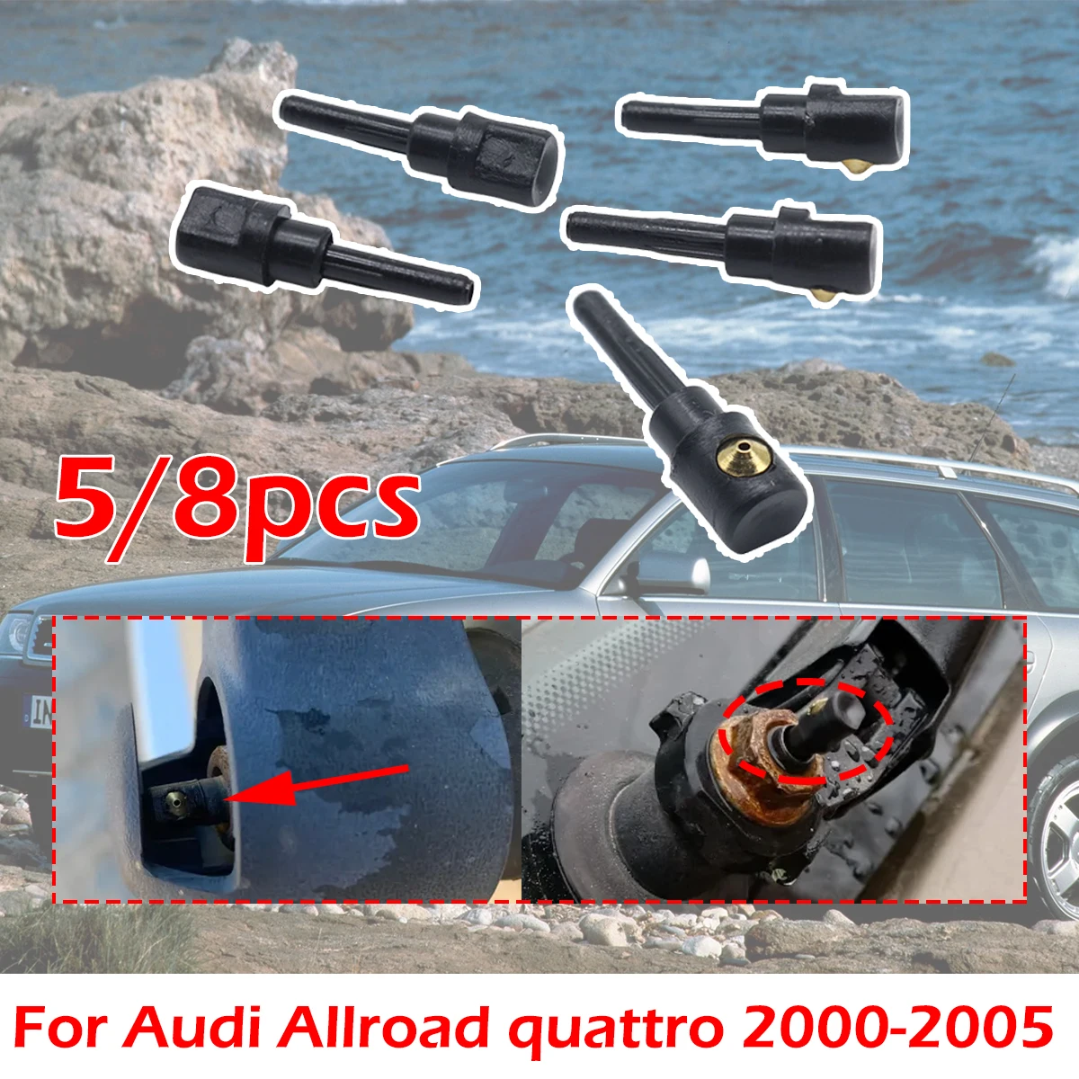 

5/8PC Rear Wiper Washer Jet Nozzle Windscreen Window Spray Cover Cap Rocker For Audi Allroad quattro 2000 2000-2005 3B9955985A
