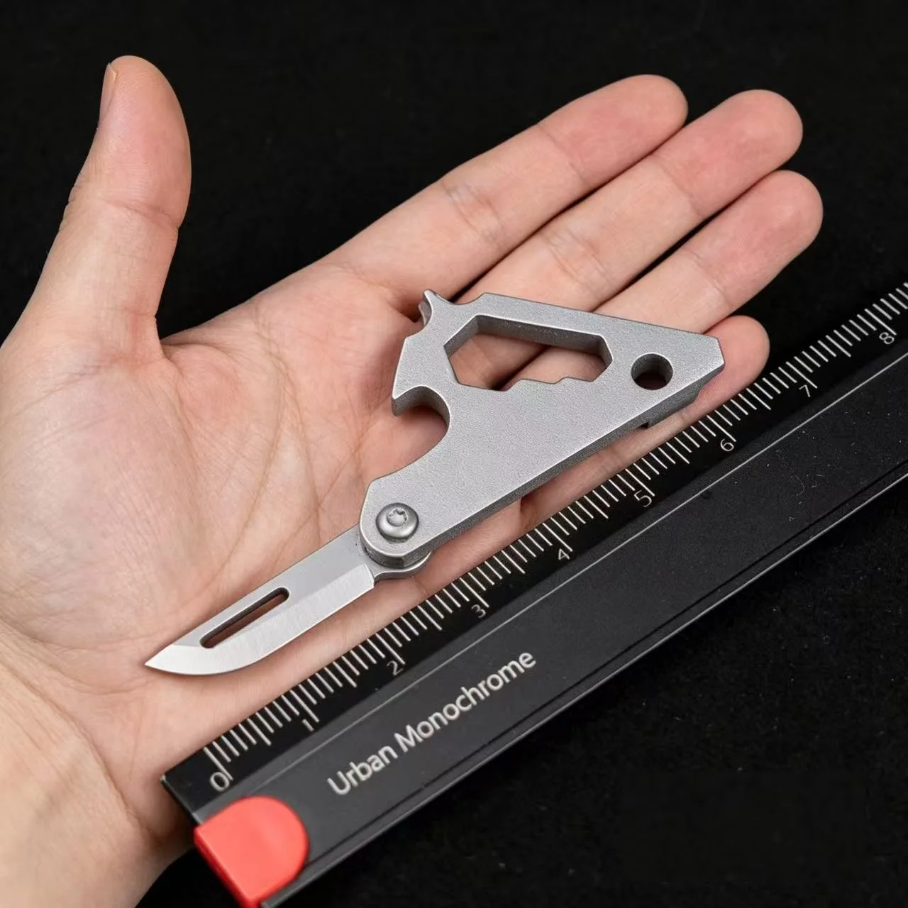 Mini EDC Multitool Keychain, Stainless Steel Pocket Tool with Bottle Opener, Screwdriver and Box Cutter for Daily Use