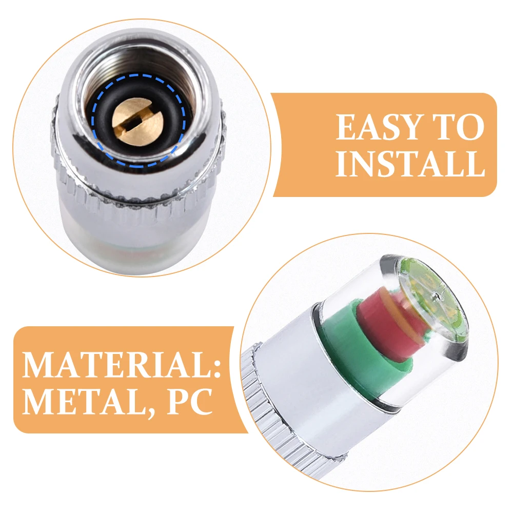 

1 set Tire Pressure Monitoring Cap Metal Core Real Time Alert Universal Valve Stem Covers For Car Motorcycle Truck Auto Tyre Rim