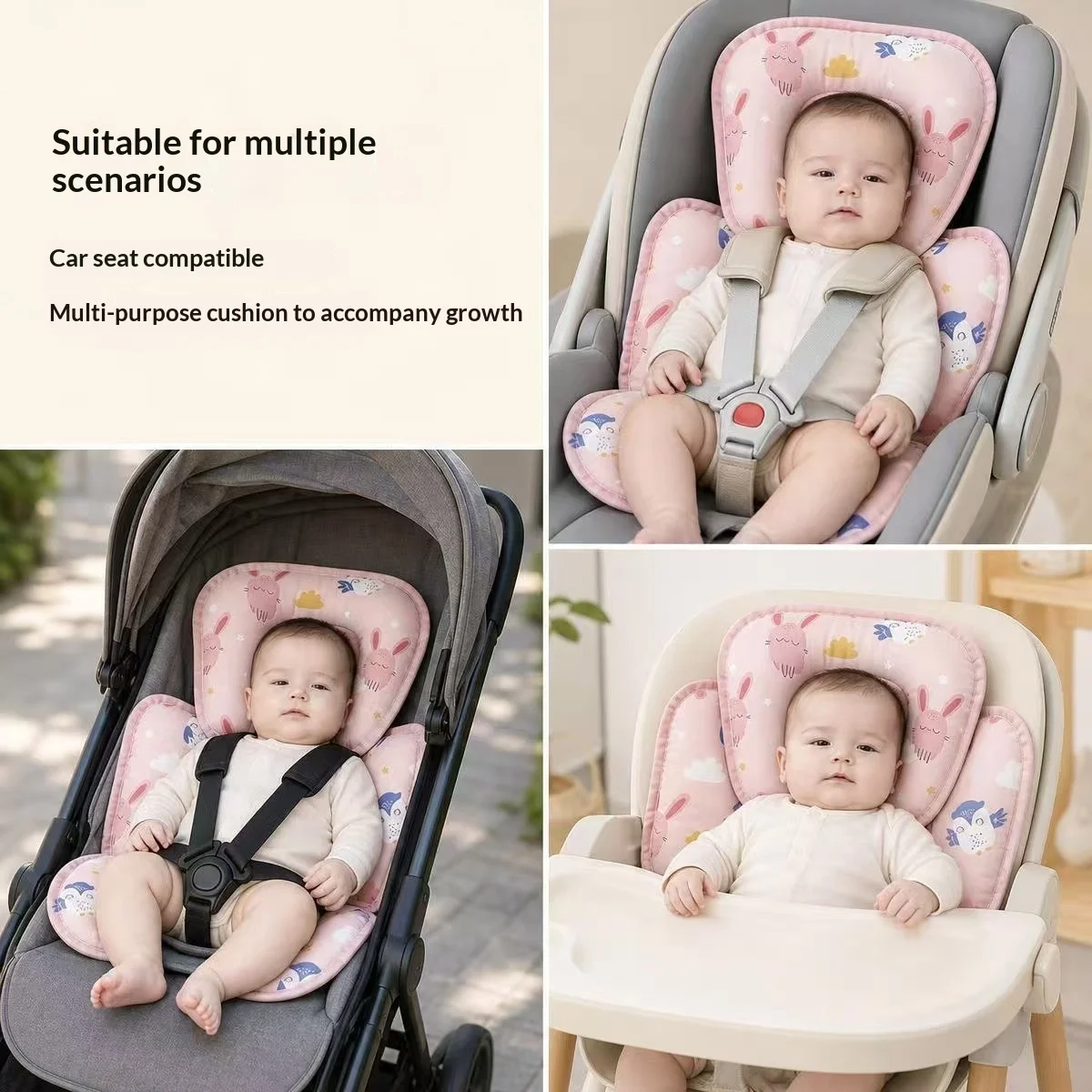 Universal Baby Stroller Cushion Breathable Fabric Stroller Seat Liner Insert Cute Cartoon Pad Kindergarten Accessories