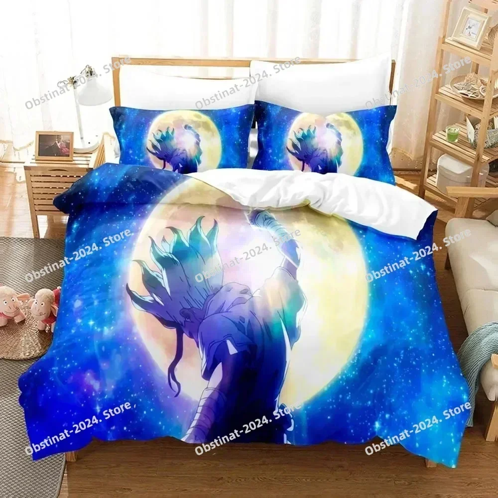 New 3D Dr.Stone Senku Bedding Set Printed single Comforter Quilt Bed Cover Duvet Cover Pillow Case 3 Pieces Sets Kids Adult Size