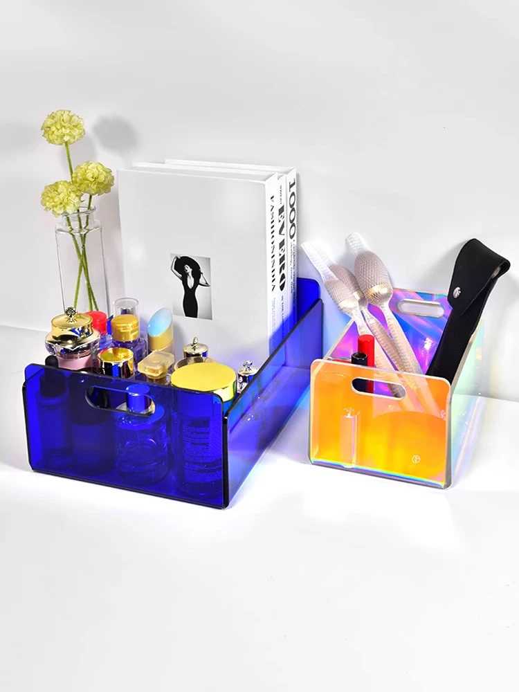 Dazzling Colorful Acrylic Storage Box for Cosmetics, Books, and Clothes, Decorative Trays, Multifunctional Desktop Organizers