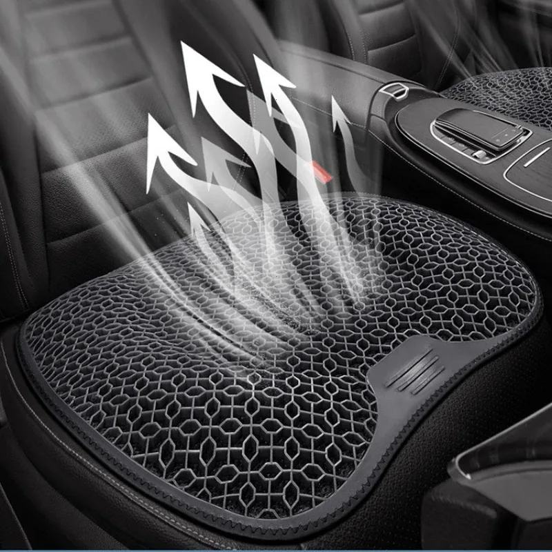 Summer Car Seat Cushion with Lumbar Support Honeycomb Gel Ice Thread Breathable Ventilation Comfortable Car Accessories