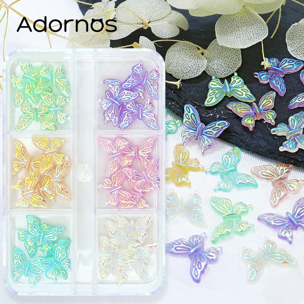 30pcs Butterfly Shape Resin Accessories Glitter Epoxy Resin Filler Aurora Mermaid Paillettes Colorful Butterfly Art Charms Decor