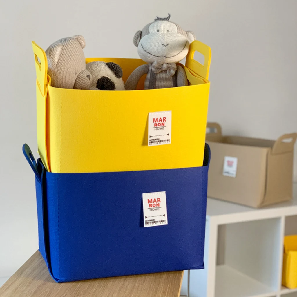 Fashion New Washable Wool felt Fabric Folding CD Storage Box Foldable Bins Toys Organizer With Lid Storage Basket Laundry Basket