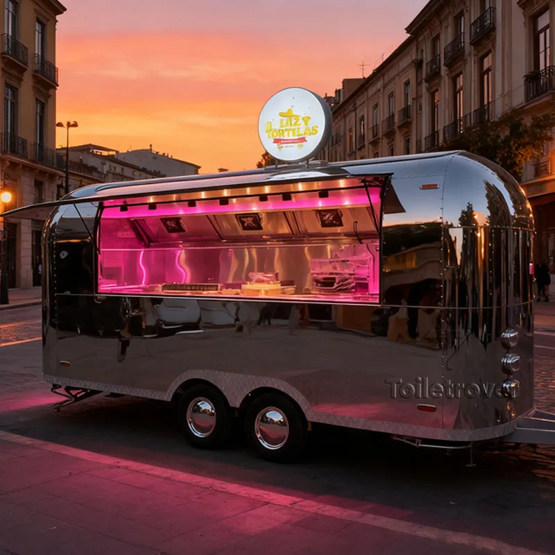 شاحنة طعام حديثة كبيرة للبيع التاكو البطاطس المقلية المخبوزة البطاطس الدجاج المشواة شواء مقطورة الطعام مع المطبخ