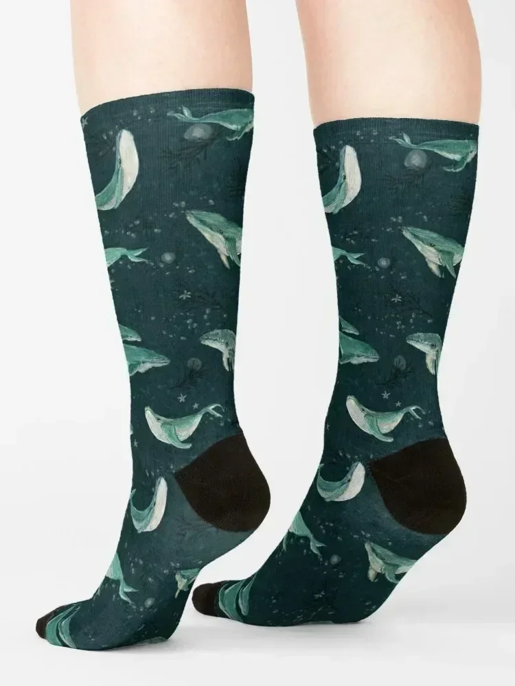Goodnight little whale Socks luxury cartoon valentine gift ideas professional running Socks Men Women's