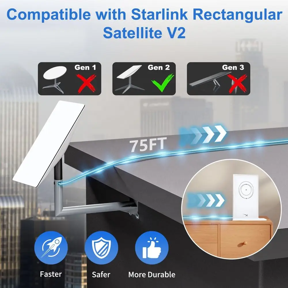 Imagem -03 - Cabo Starlink e Adaptador Spx-rj45 para Receptor de Satélite v2 150ft 46m 1200mbps