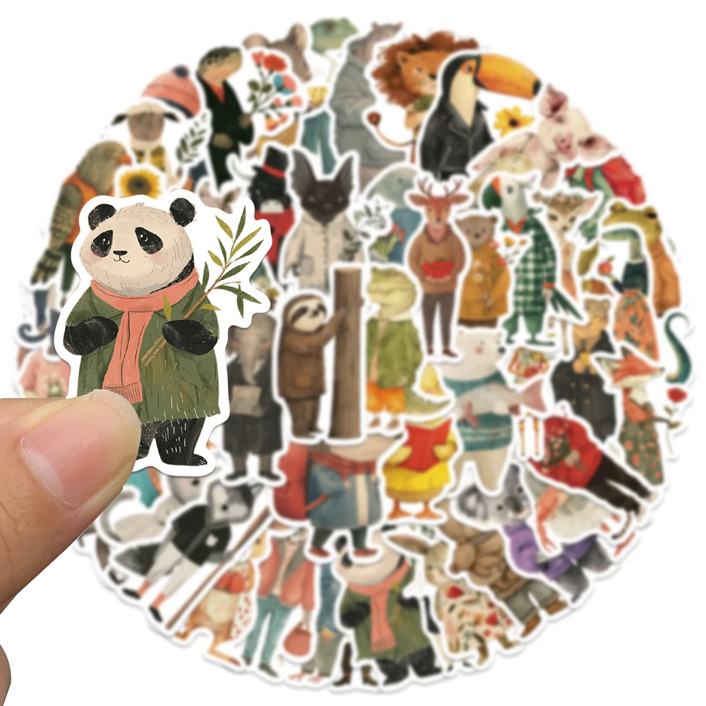 50pcs Vintage Animals Cliparts Stickers Cartoon Aesthetic Decals For Phone Laptop Skateboard Suitcase Guitar Waterproof Stickers