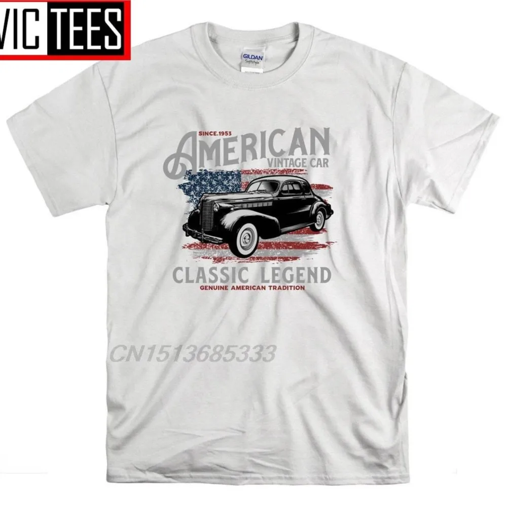 American Vintage Car T Shirt Men Classic Legend US Retro T-shirt Wild River Fishing TShirt Catch Big Bass Fish Printed T-shirts