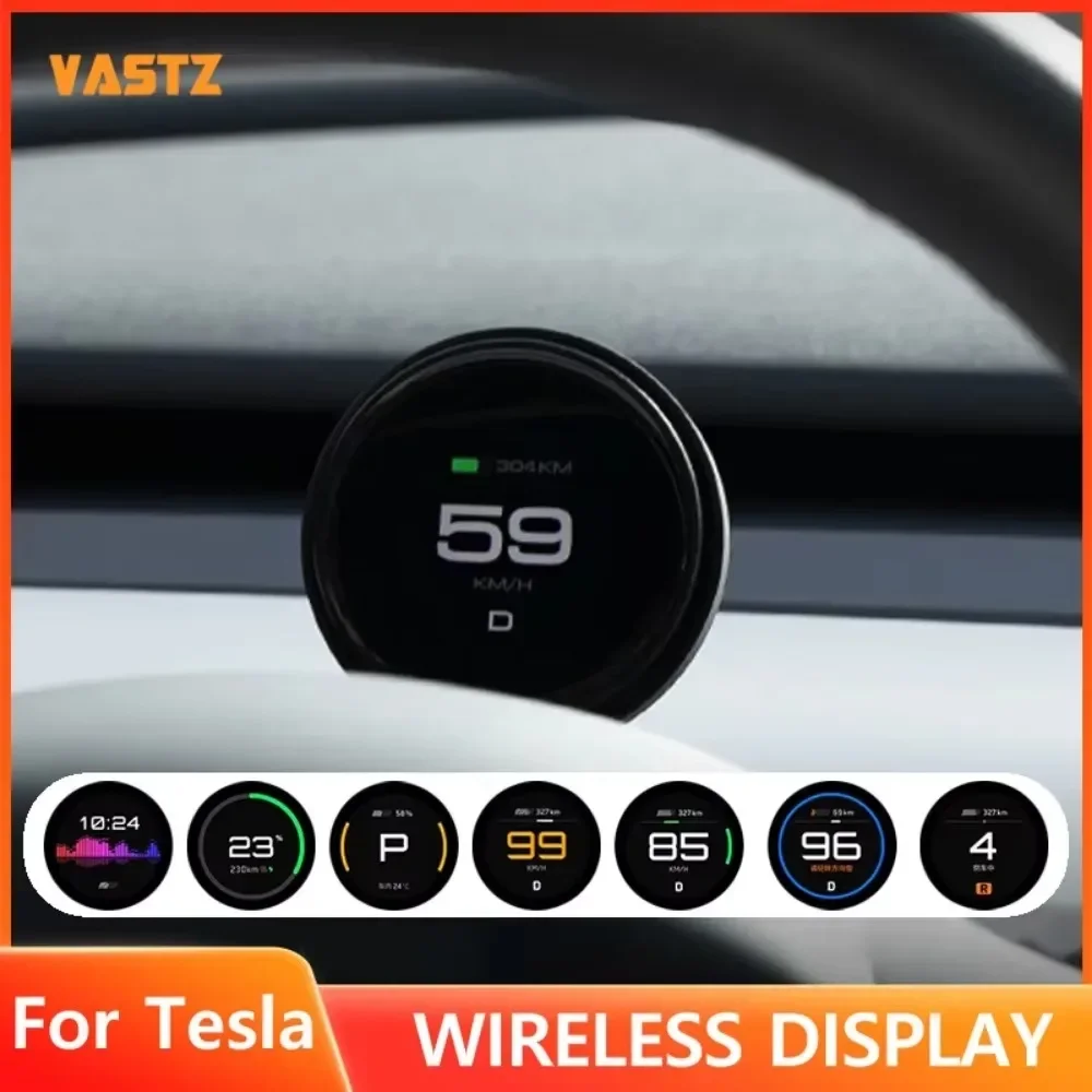 VASTZ Wireless Magnetic Charging Car Code Meter for Tesla Model 3 Y Code Meter Aluminum Alloy Material Car Charging Phone Mount