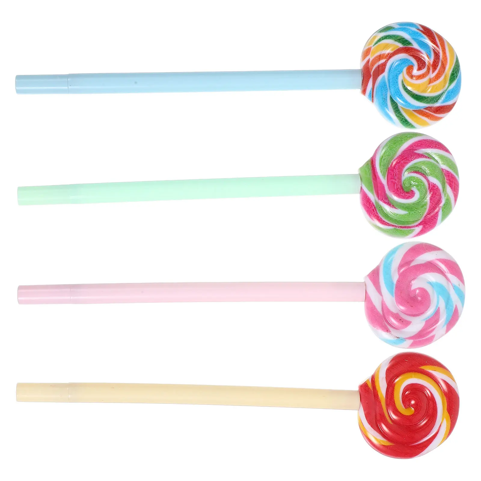 

4Pcs Lollipop Shaped Gel Pens Black Ink Smooth Writing Pens Student Novelty Colorful Fun Journal Pen Stationery