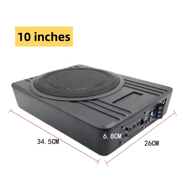 Subwoofer per auto sotto il sedile da 8 pollici 10 pollici di alta qualità Subwoofer sottile attivo da 600 W Subwoofer sottosella per auto in alluminio per bassi puri
