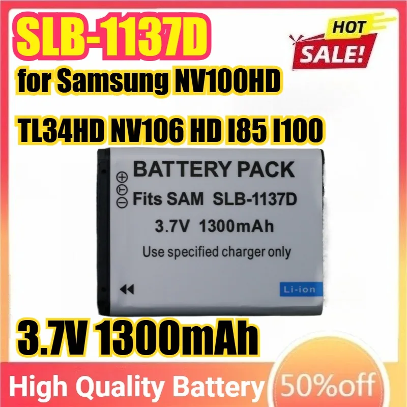 

SLB-1137D SLB 1137D 3.7V 1300mAh Camera Battery for Samsung NV100HD TL34HD NV106 HD I85 I100 L74 I80 NV1 NV24HD NV40