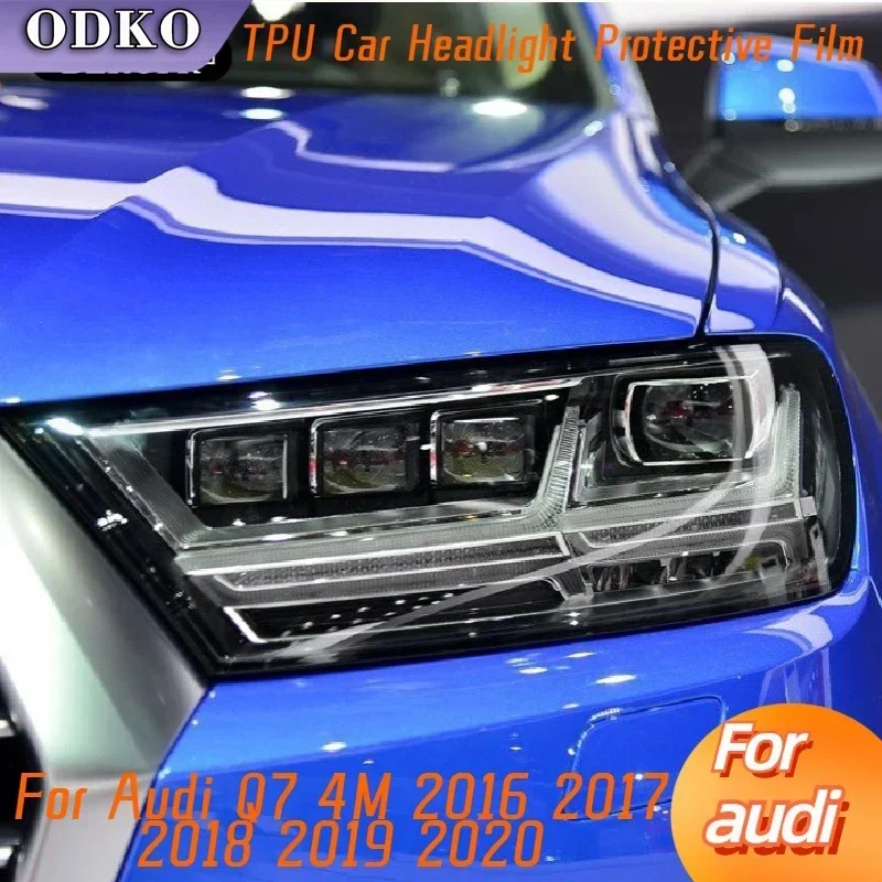 

Для Audi Q7 4M 2016 2017 2018 2019 2020 автомобильные фары, черная виниловая защитная пленка, прозрачная наклейка из ТПУ, аксессуары