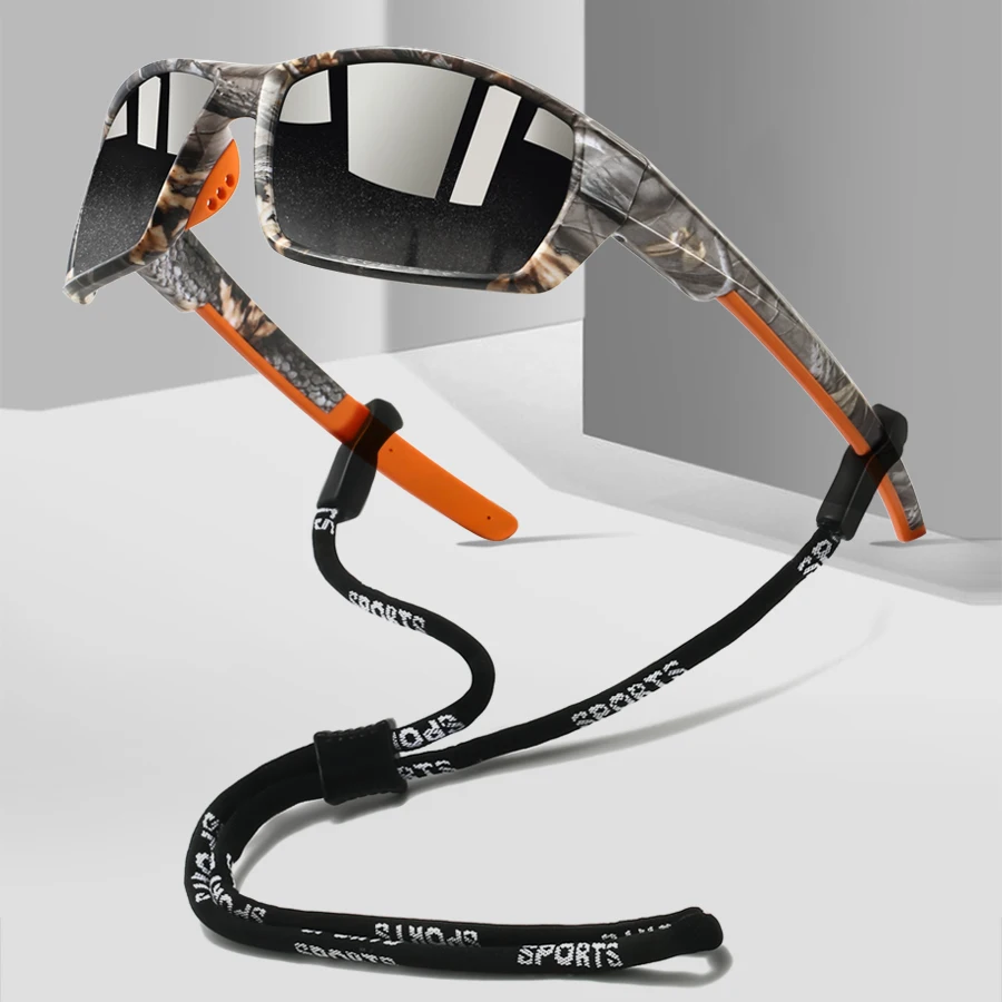 Unisex Fashion Sunglasses with Chain for Running Mountaineering Driving Fishing Outdoor Sports Protective Glasses