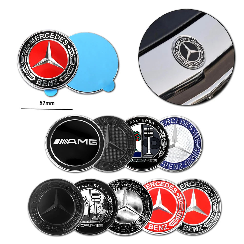 Car Metal Flat Hood Emblem Front Badge Logo Stickers Accessories For Mercedes Benz AMG W205 W211 W204 W212 W222 W176 AMG GT 50