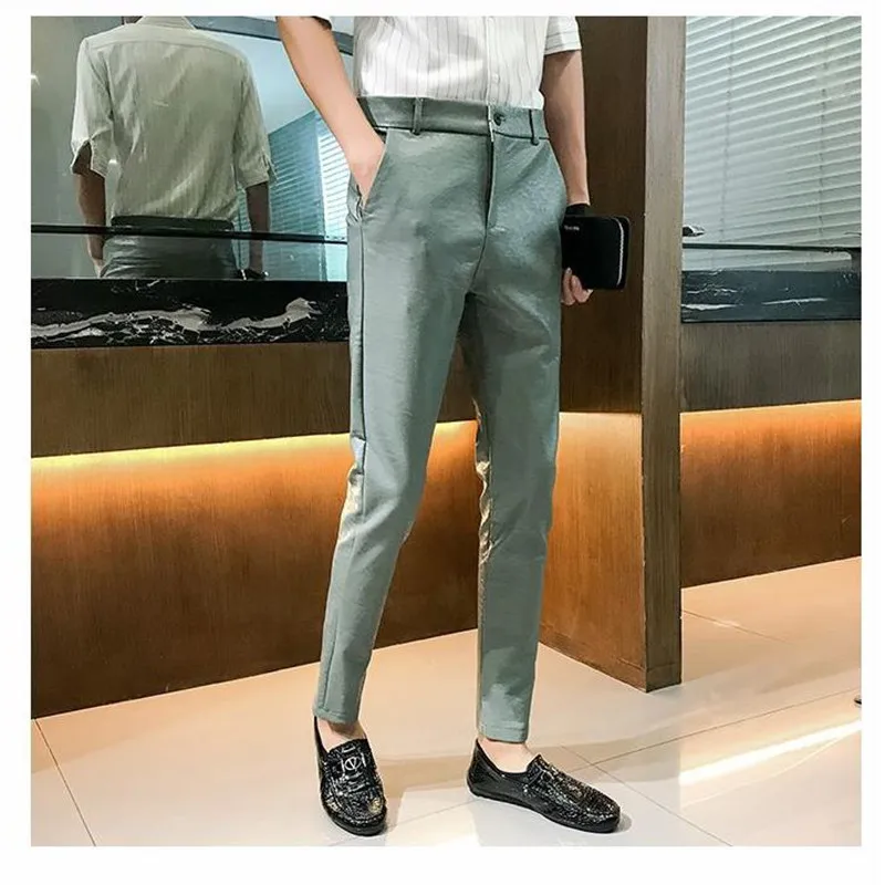 جديد الرجال بولي straight pantsdirect الربيع الرجال السراويل المرنة الجلود عالية الجودة بولي Trousers بنطلون الأعمال 2023 جديد الرجال الملابس