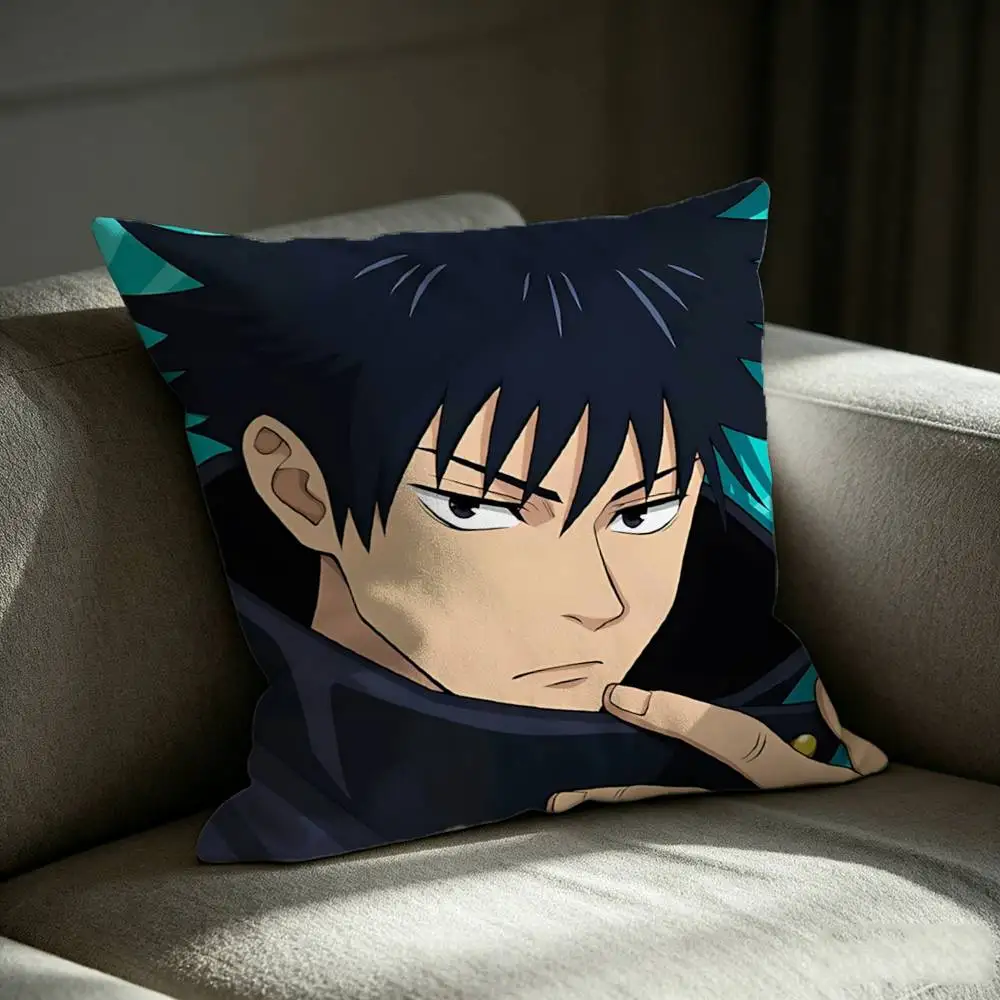 Megs Anime JJK-Megumi Fushiguro Square Sofa Pillow Cover Solid Color Living Room Home Decor Cushion Case