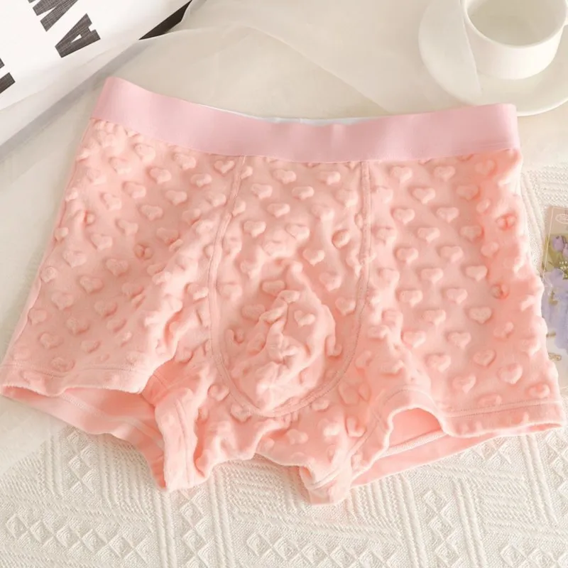 Man's Pink Thick Warm Boxers Panties BF Gifts Run Touring Party Private FKK DJ Club Bar Briefs Costumes