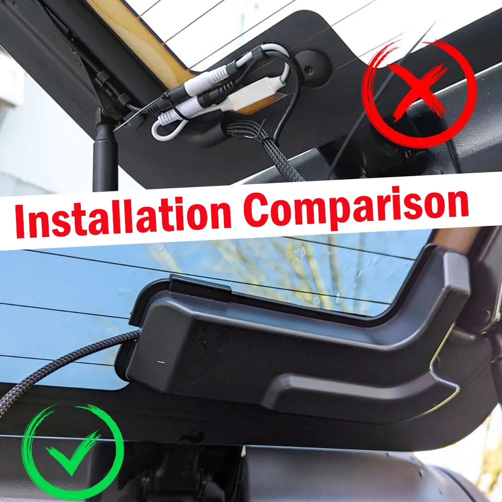 For Jeep Wrangler JL & 4XE 2018-2024 Rear Defogger Cable Cover 2pcs Black Interior Defroster Wires Protector