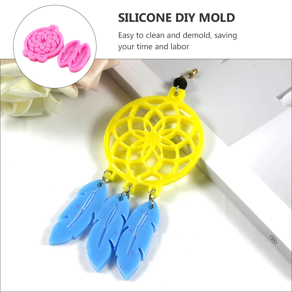 2세트 실리콘 귀걸이 몰드, 독창적인 DIY 쥬얼리 몰드, 핑크 레진 공예용 펜던트 몰드, 탈형 에폭시 몰드 (크리스탈용)