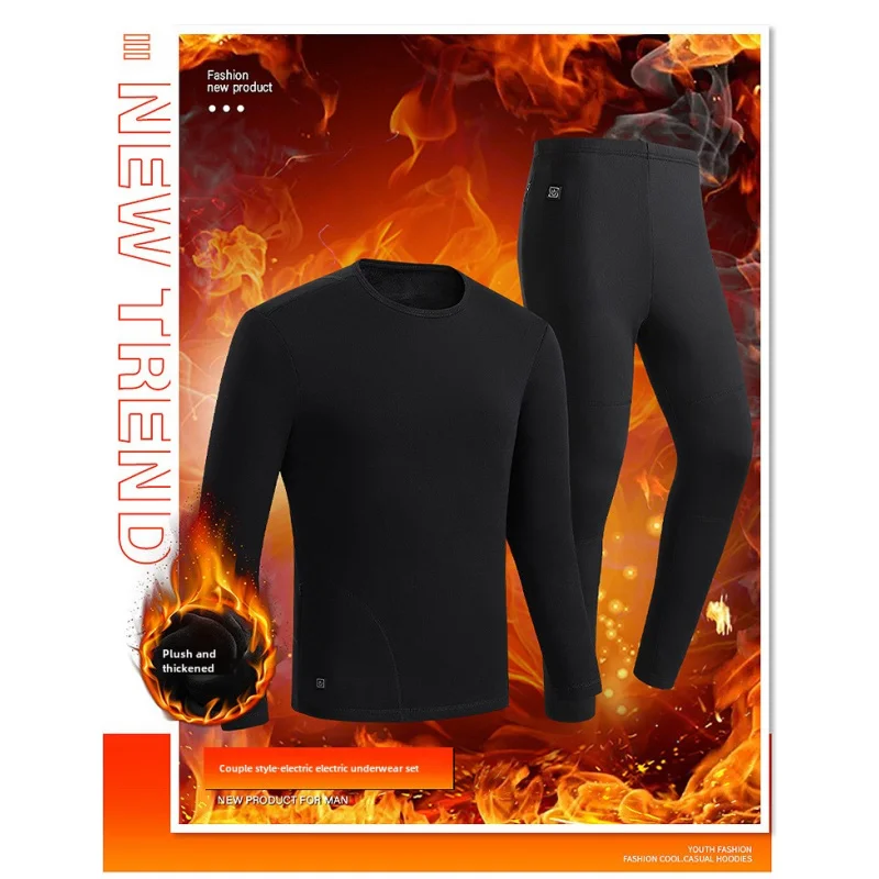 

Autumn and Winter Two-Color Double-Sided Plush Seamless Thermal Underwear Men and Women Couple Suit Heating Autumn Clothes Long