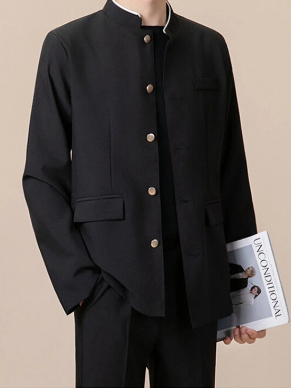 

New Chinese Sle Stand Collar Men's Suit Jaet High End Feeling Haome Zhongan Tang Dynas Sle Student orm