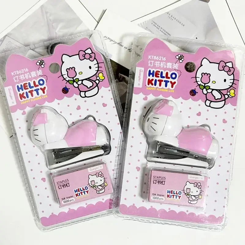 Sanrio Hello Kitty Mini Stapler Set Anime KT Cartoon Portable Binding Machine Children Stationery Office School Supplies Gifts