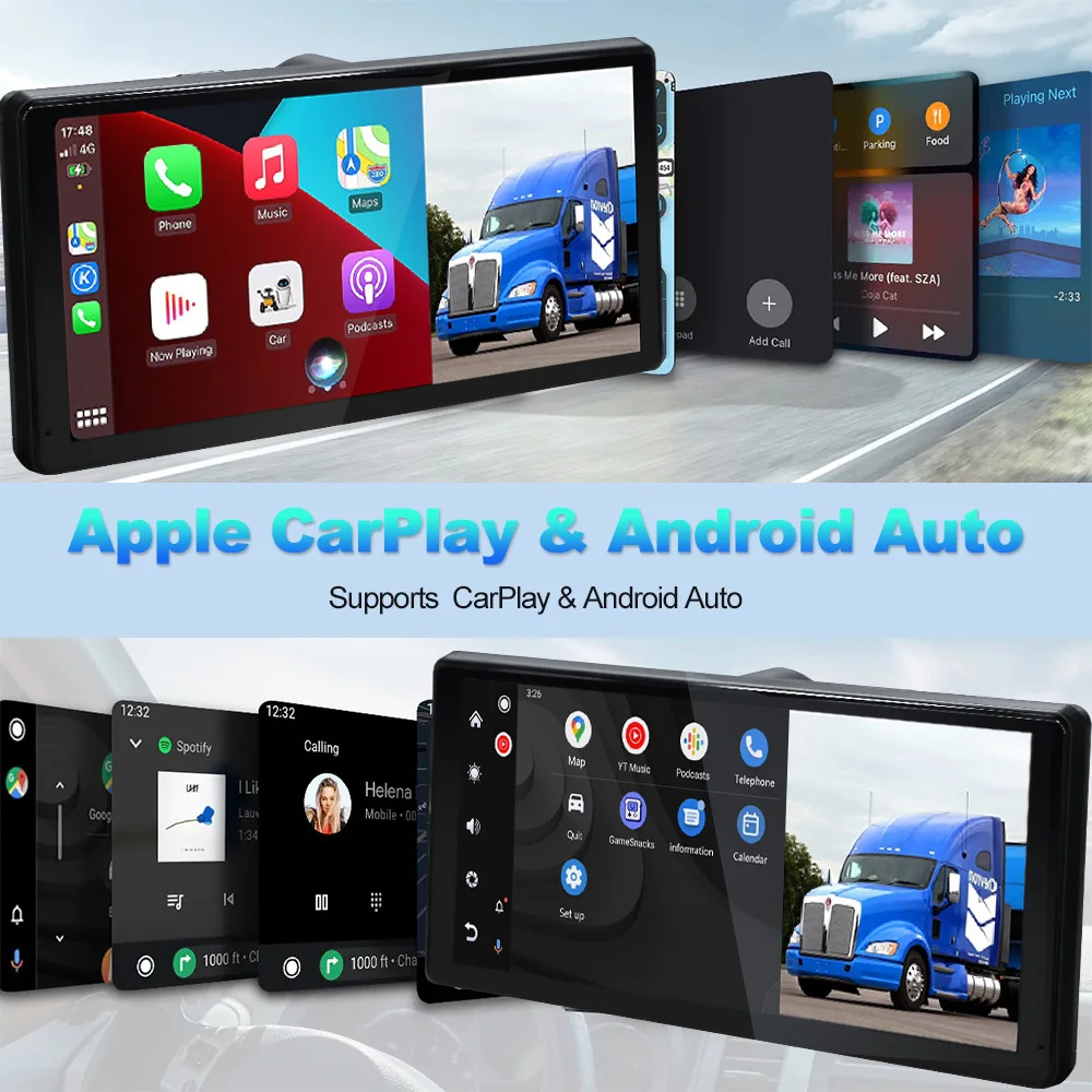 4CH AHD 1080P 360 Sistema de segurança de caminhão de ajuda reversa Portátil Android Tela sensível ao toque 10,36 polegadas MP5 USB Carro