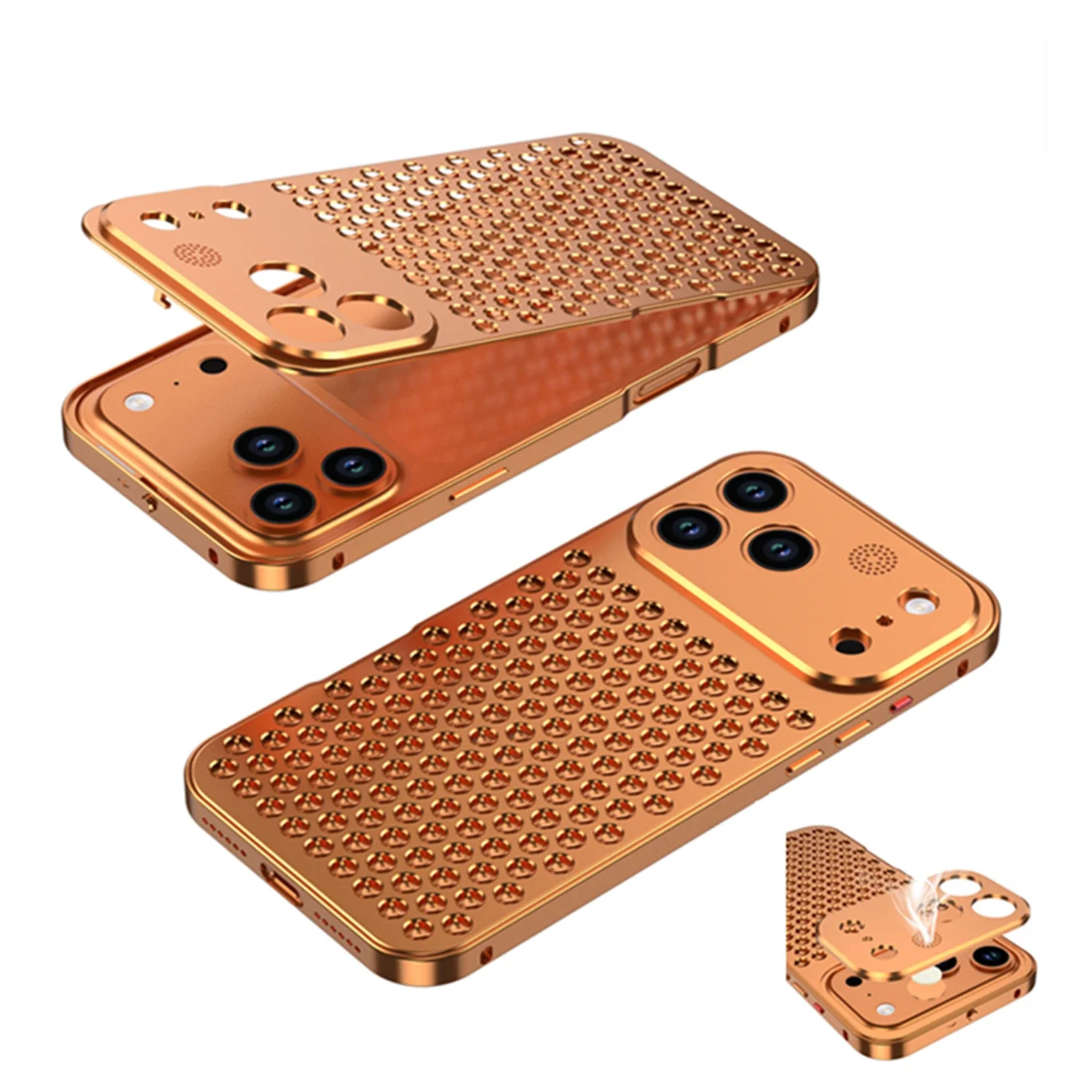 

Aroma Aluminum metal Case for iPhone 17 Pro Max 16 Pro 15 Pro 14 Pro Max Camera protection Anti-fall Heat Dissipation Cover