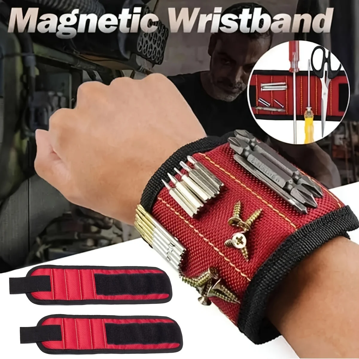 Magnetic Wristband for Holding Screws,Nails, Drilling Bits,Wrist Tool Holder Belts with Strong Magnets Cool Gadgets