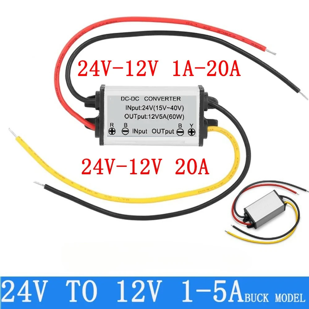 

1PC 24V to 12V power converter DC-DC vehicle DC voltage converter 24V to 12V vehicle monitoring power supply