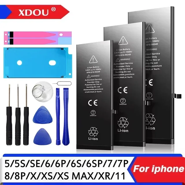 Wysokiej jakości bateria o zerowym cyklu do telefonu komórkowego iPhone SE 5 6 6S 5S 7 8 Plus X Xs Max Xr 11 Pro z bezpłatnymi narzędziami Naklejka